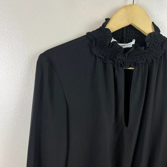 Amanda Uprichard Kestin Ruffle Mini Dress Size Small Black High Neck Party Event - Picture 6 of 10